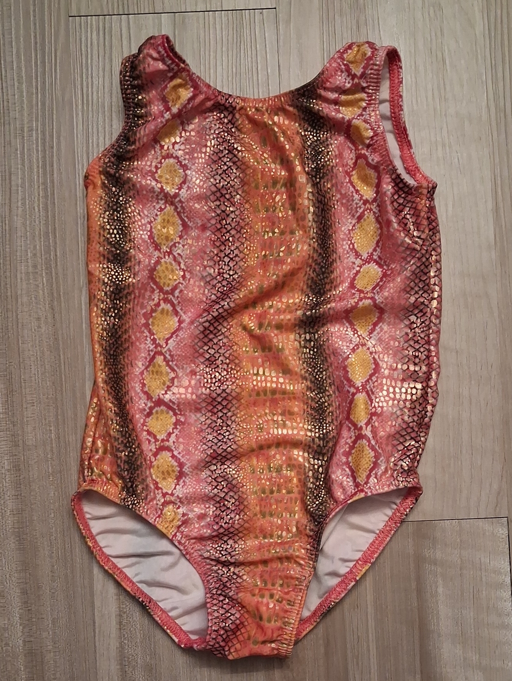 balera Gymnastic Leotard Pink and Gold Metallic Snake-Print Small Child (L)